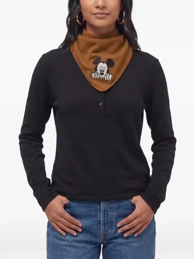Chinti & Parker Mickey Mouse Embroidered Bandana Scarf In Blue