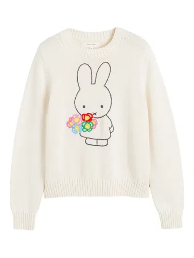 Chinti & Parker Miffy Embroidered Sweater In White