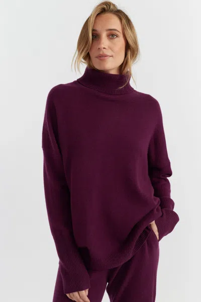 Chinti & Parker Mulberry Pure Cashmere Relaxed Rollneck Sweater In Red