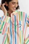 Chinti & Parker Multi Linen-cotton Snoopy Stripe Long Sleeve Shirt In Multi