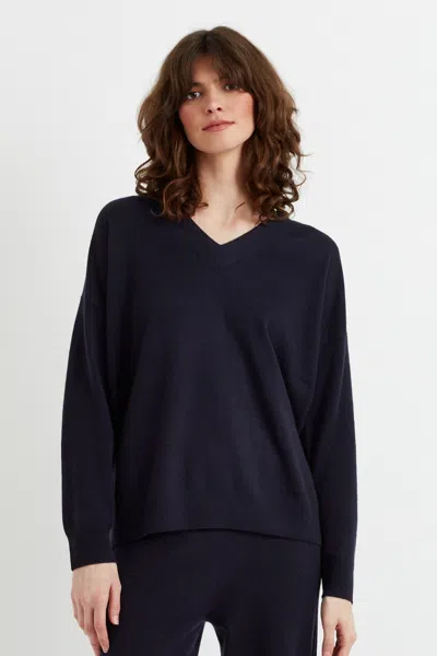 Chinti & Parker Navy Cashmere V-neck Sweater