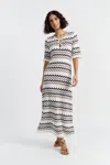 Chinti & Parker Navy Cotton Chevron Stitch Dress In Gray