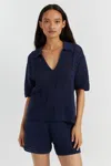Chinti & Parker Navy Cotton Crochet Shirt In Blue