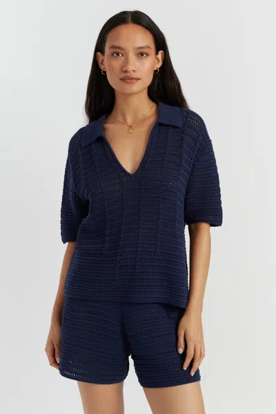 Chinti & Parker Navy Cotton Crochet Shirt In Blue
