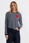 Chinti & Parker Navy-cream Breton Heart Wool-cashmere Sweater In Blue