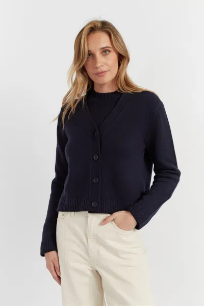 Chinti & Parker Navy Pure Cashmere Cardigan In Blue