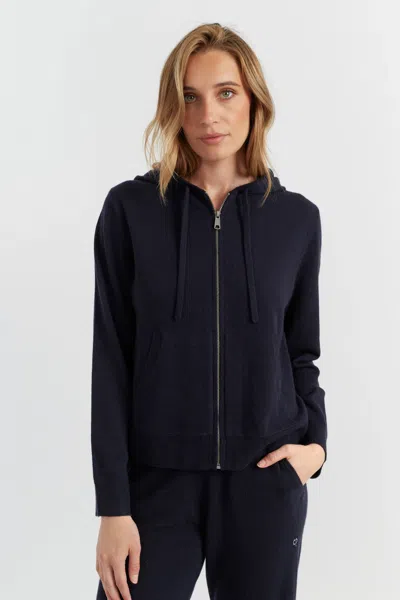 Chinti & Parker Navy Pure Cashmere Zip Hoodie In Blue