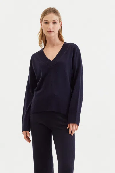 Chinti & Parker Navy Wool-cashmere V-neck Sweater