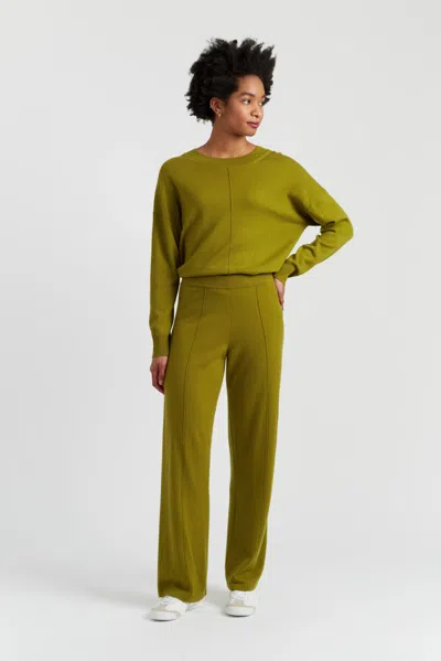 Chinti & Parker Olive Wool-cashmere Wide-leg Track Pants In Green