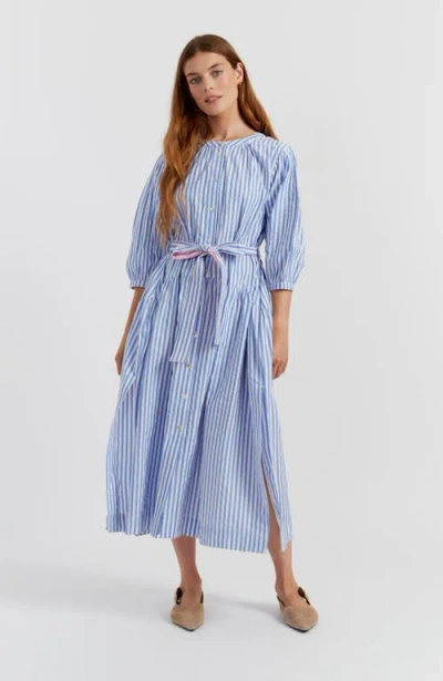 Chinti & Parker Oxford Stripe Cotton Shirt Dress In Blue