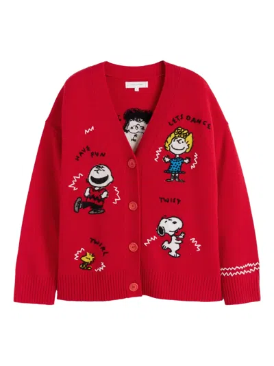 Chinti & Parker Peanuts Dancing カーディガン In Red