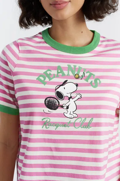 Chinti & Parker Pink Cotton Peanuts Racquet Club T-shirt