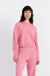 Chinti & Parker Wool Cashmere Blend Crew Neck Cropped Cardigan In Pink