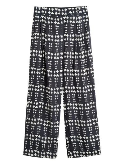 Chinti & Parker Playing-card Print Pleated Trousers In Black