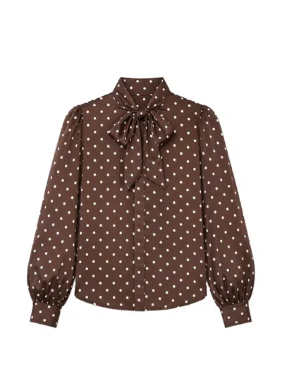Chinti & Parker Polka-dot Pussy-bow Shirt In Pink