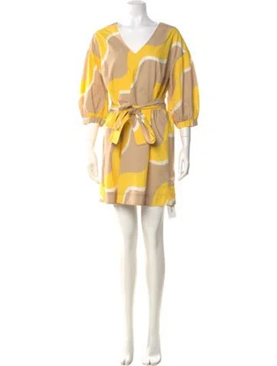 Pre-owned Chinti & Parker Printed Mini Dress In Yellow