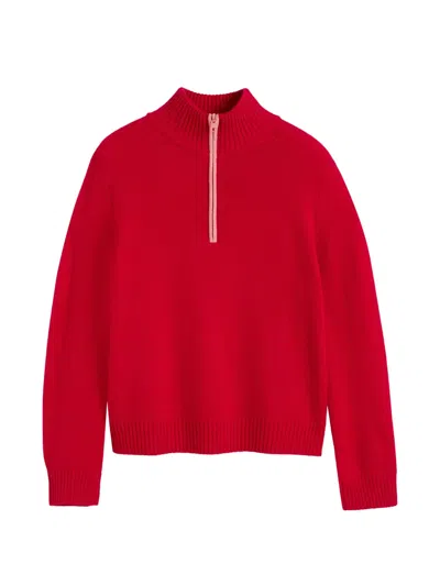 Chinti & Parker Quarter-zip Ribbed-trim Sweater In Red