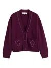 Chinti & Parker Wool Cashmere Queen Of Hearts Cardigan In Purple
