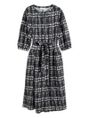 Chinti & Parker Queen Of Hearts Printed Belted Midi Dress In Black