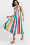 Chinti & Parker Rainbow Cotton Swing Dress In Multi