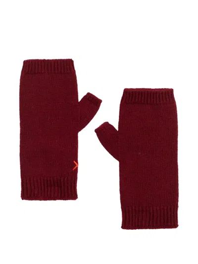 Chinti & Parker Ribbed Fingerless Gloves In Burgundy