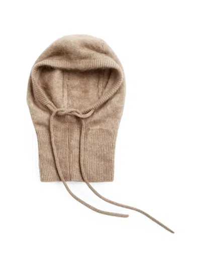 Chinti & Parker Ribbed-knit Drawstring Balaclava In Brown