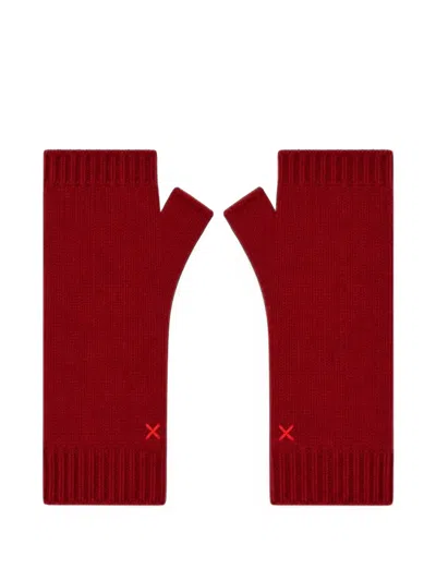 Chinti & Parker Ribbed-knit Fingerless Gloves In Red