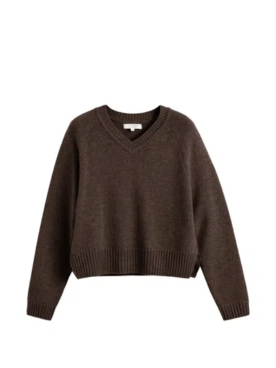 Chinti & Parker Ribbed-trim V-neck Sweater In Brown