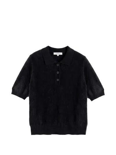 Chinti & Parker Short-sleeve Cashmere Polo Top In Black