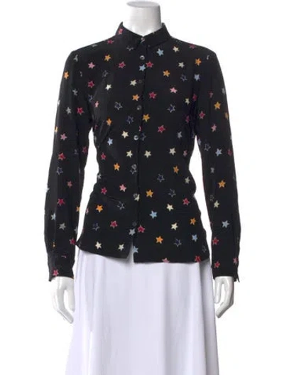 Pre-owned Chinti & Parker Silk Graphic Print Top In Black