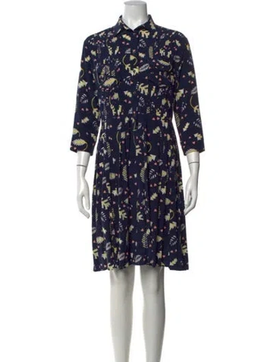 Pre-owned Chinti & Parker Silk Knee-length Dress In Blue