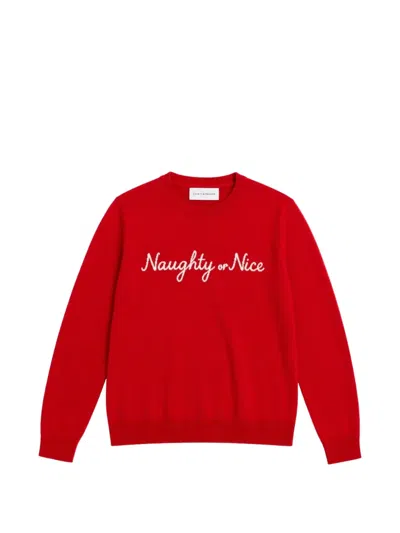 Chinti & Parker Slogan-embroidered Crew-neck Sweater In Red
