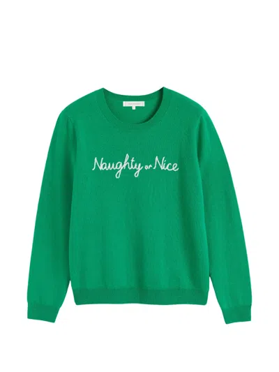 Chinti & Parker Slogan-embroidered Sweater In Green