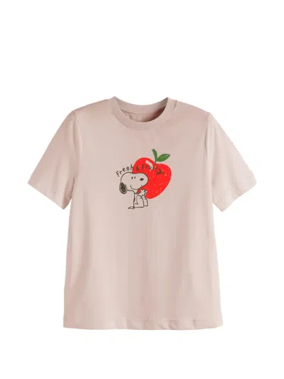 Chinti & Parker Snoopy Apple T-shirt In Pink
