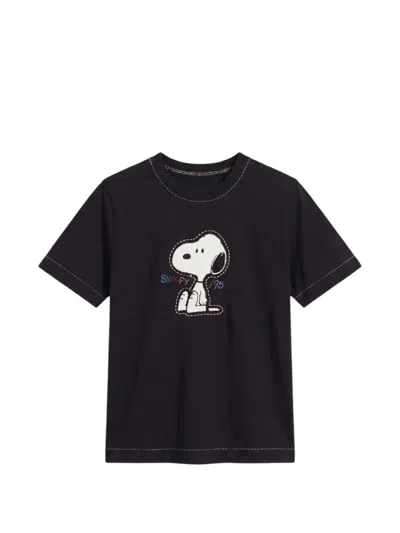 Chinti & Parker 스누피 자수 티셔츠 In Black