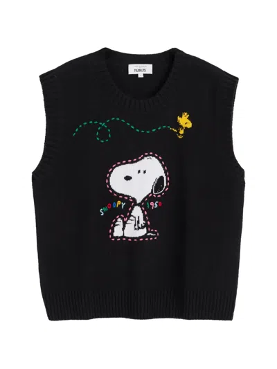 Chinti & Parker Snoopy Intarsia-knit Sweater Vest In Black