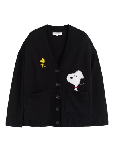 Chinti & Parker Snoopy Peek Pocket Cardigan In Black