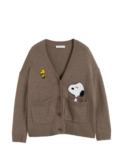 Chinti & Parker Snoopy Peek Pocket Cardigan In Brown