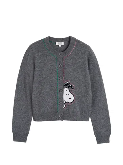 Chinti & Parker Snoopy Peep Cardigan In Gray
