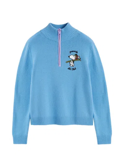 Chinti & Parker Snoopy Quarter-zip Sweater In Blue