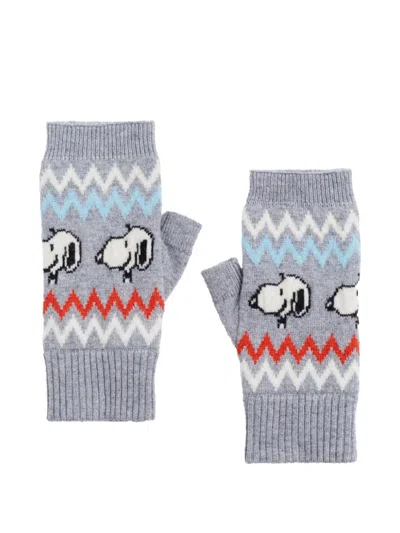 Chinti & Parker Snoopy Ski Fingerless Gloves In Gray