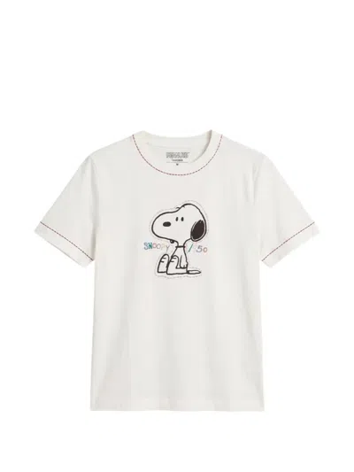 Chinti & Parker 스누피 자수 티셔츠 In White