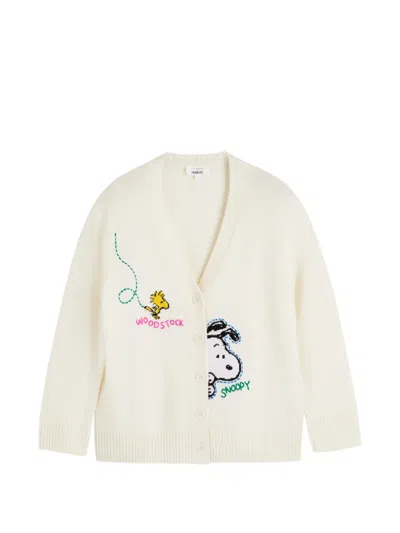 Chinti & Parker Snoopy-embroidered V-neck Cardigan In White