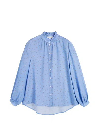 Chinti & Parker Star-print Ruffled Shirt In Blue
