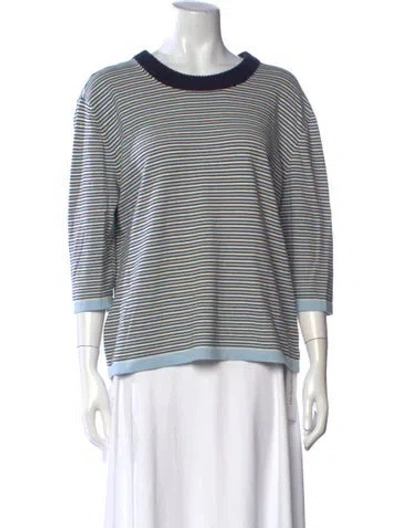 Pre-owned Chinti & Parker Striped Crew Neck Sweater In Blue