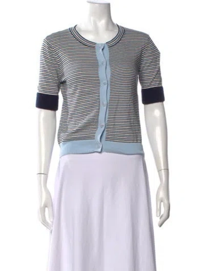 Pre-owned Chinti & Parker Striped Crew Neck Sweater In Blue
