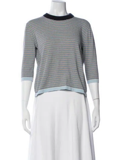 Pre-owned Chinti & Parker Striped Crew Neck Sweater In White