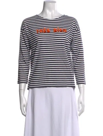 Pre-owned Chinti & Parker Striped Crew Neck Top In Blue/white