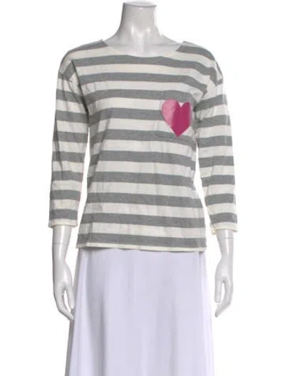 Pre-owned Chinti & Parker Striped Crew Neck Top In Green