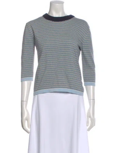 Pre-owned Chinti & Parker Striped Crew Neck Top In White